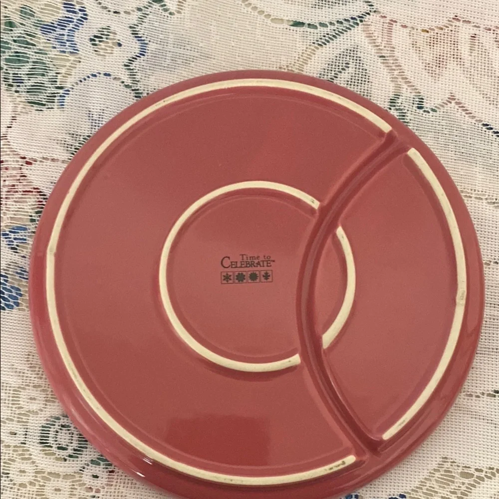 Time to Celebrate set of Two Round Divided Snack Plates 2 Sections